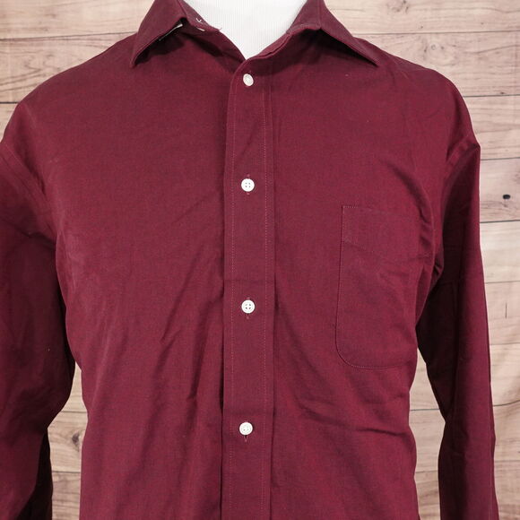 NEW! VINTAGE JOS A BANK TAILORED FIT BURGUNDY BUTTON UP DRESS SHIRT 18 32/33 - Picture 1 of 7